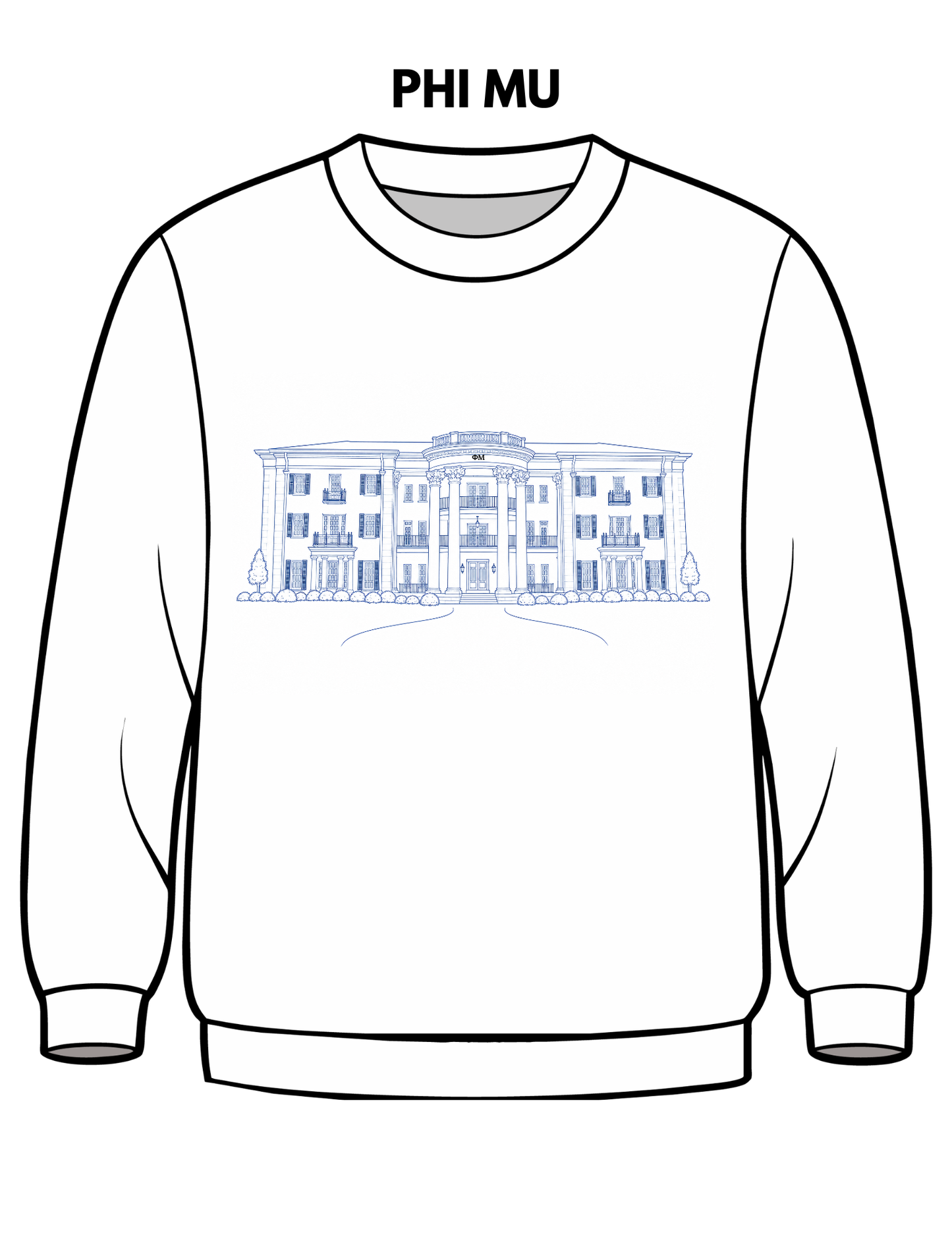 Phi Mu Embroidered House Crewneck
