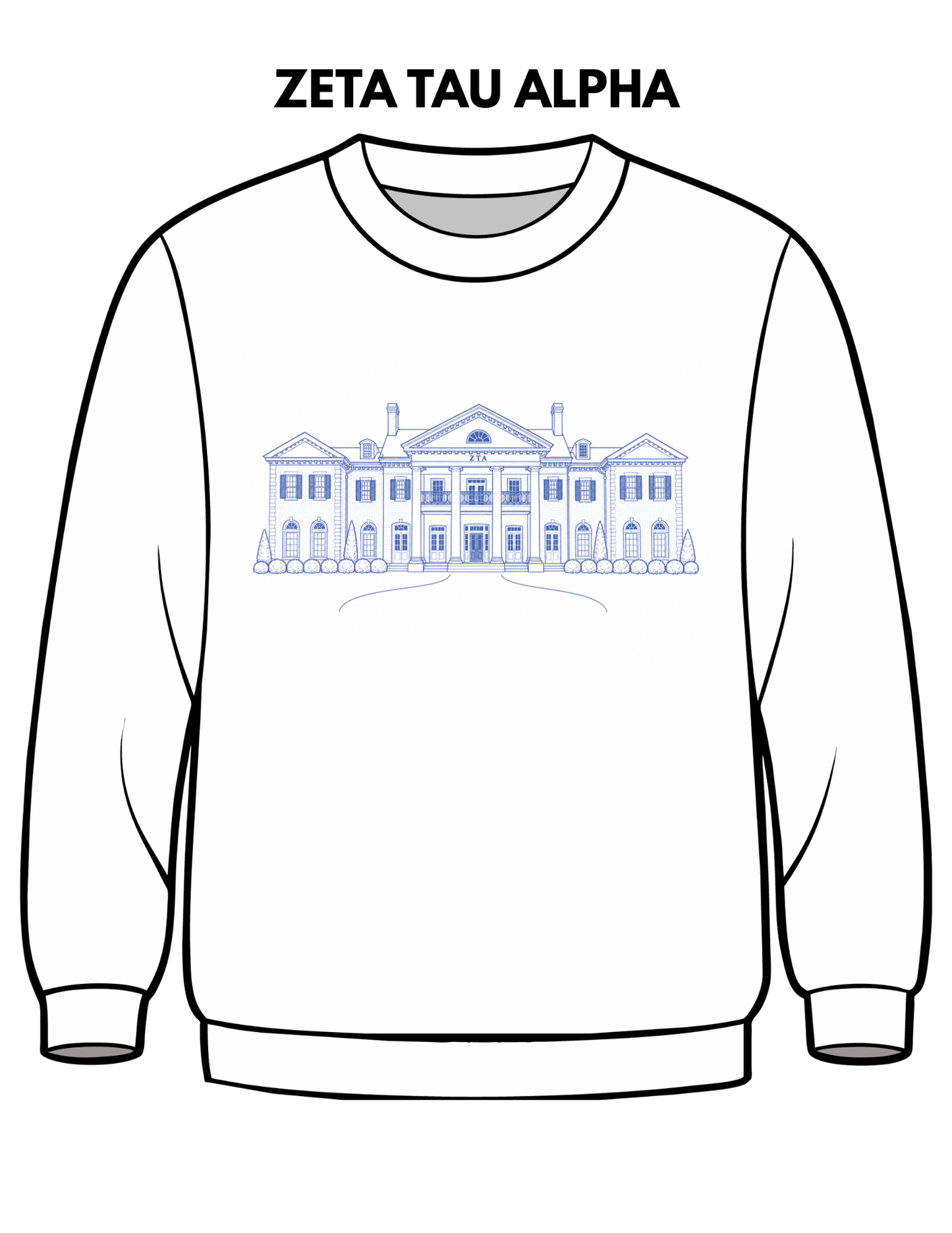 Zeta Tau Alpha Embroidered House Crewneck