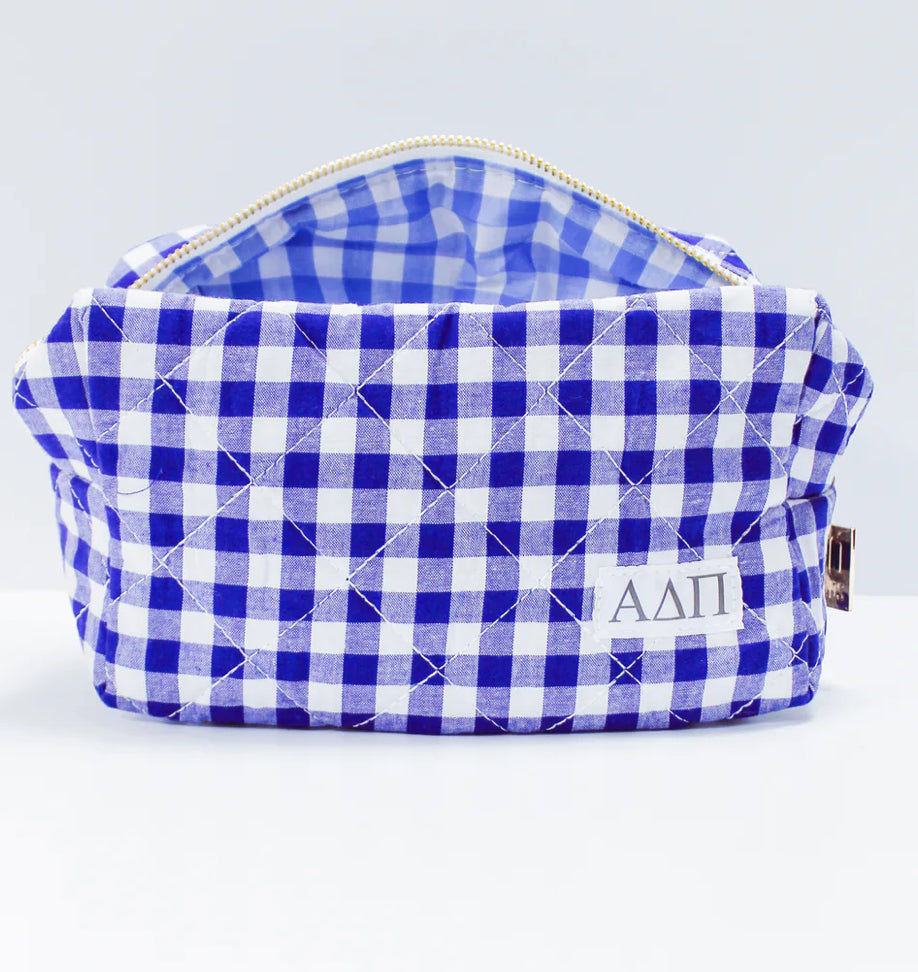 Alpha Delta Pi Gingham Makeup Bag