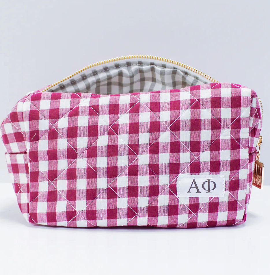 Alpha Phi Gingham Makeup Bag