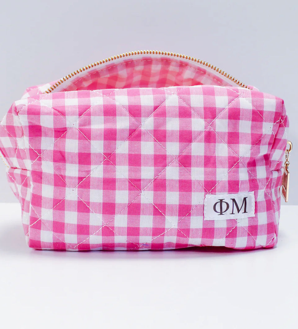 Phi Mu Gingham Makeup Bag