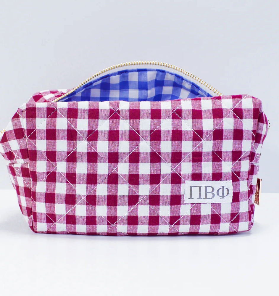 Pi Beta Phi Gingham Makeup Bag