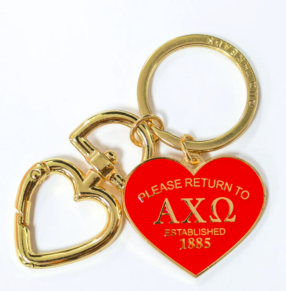 Alpha Chi Omega Heart Keychain