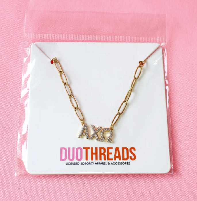 Alpha Chi Omega Rhinestone Necklace