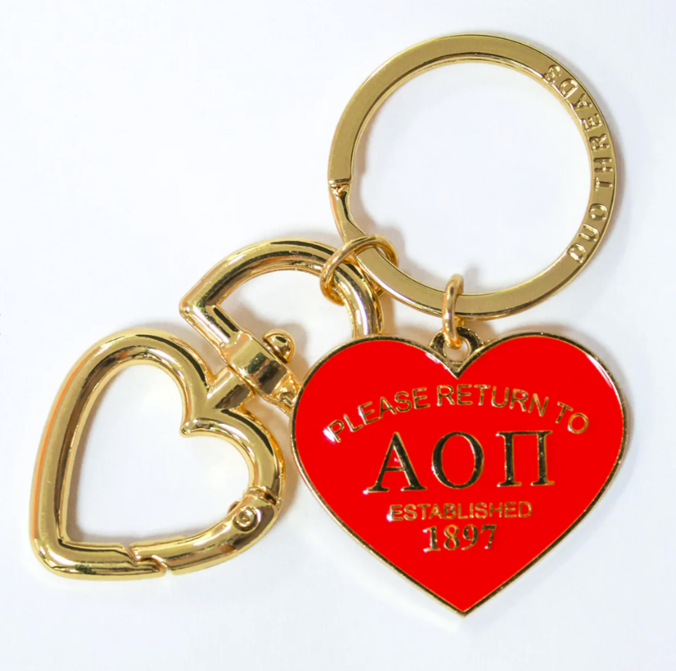 Alpha Omicron Pi Heart Keychain
