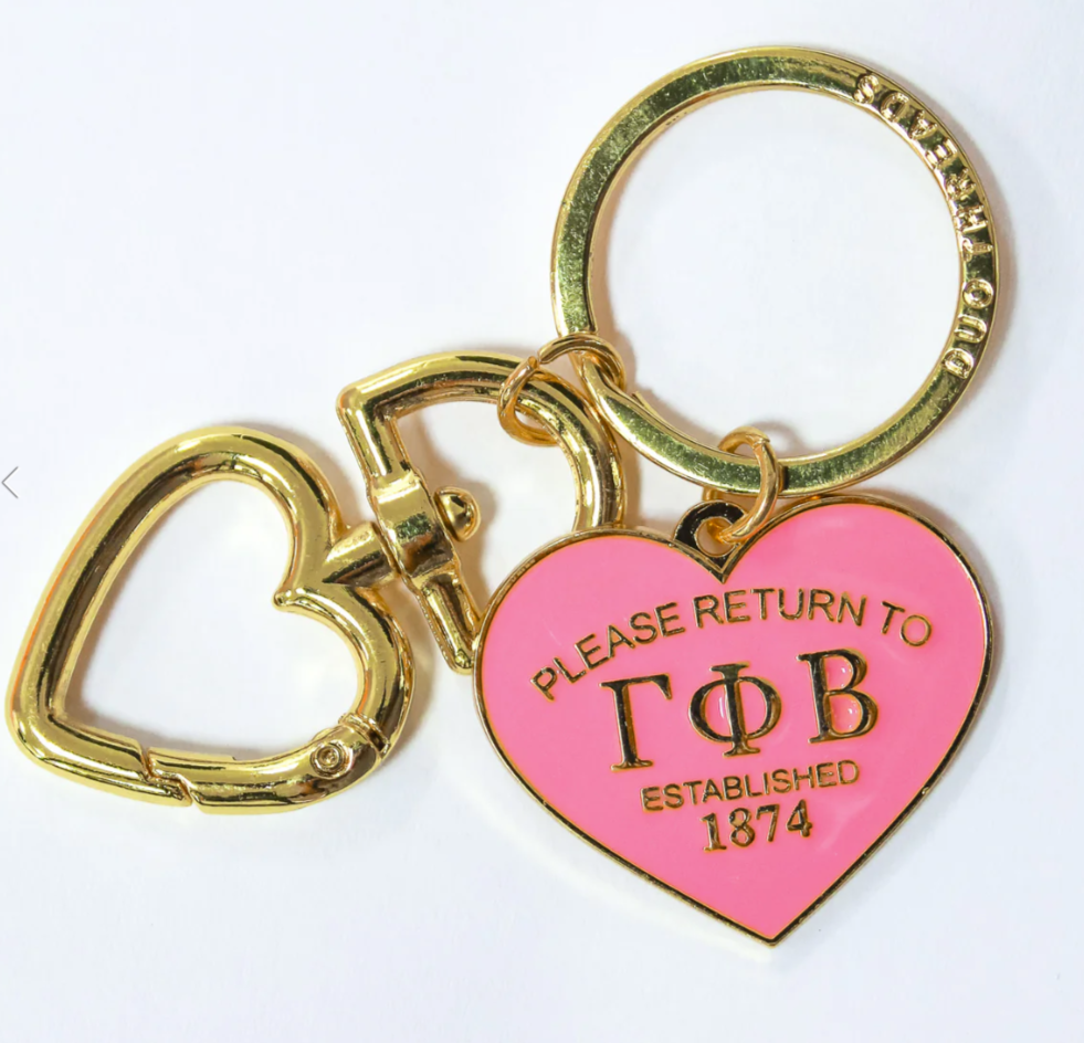 Gamma Phi Beta Heart Keychain