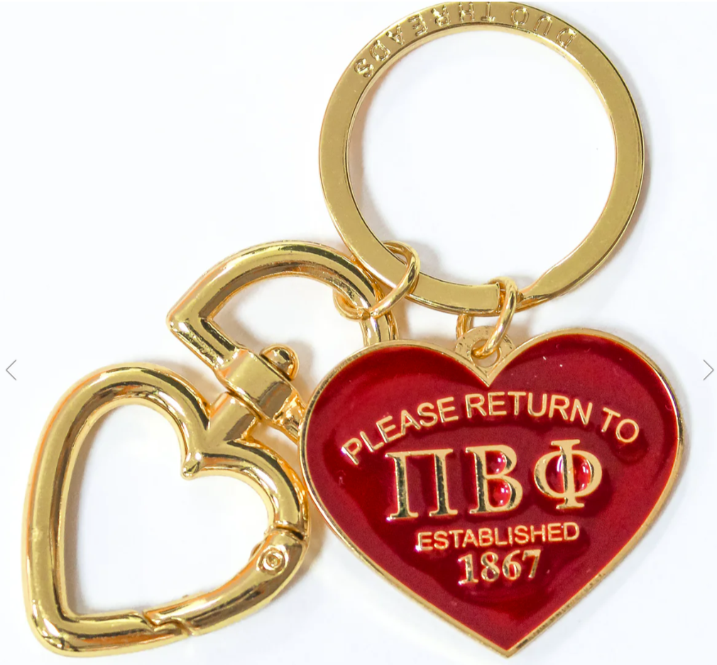 Pi Beta Phi Heart Keychain