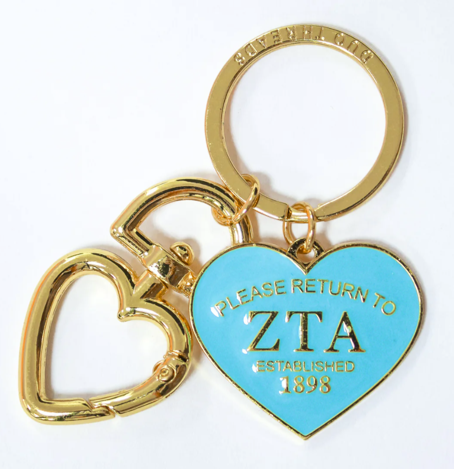 Zeta Tau Alpha Heart Keychain