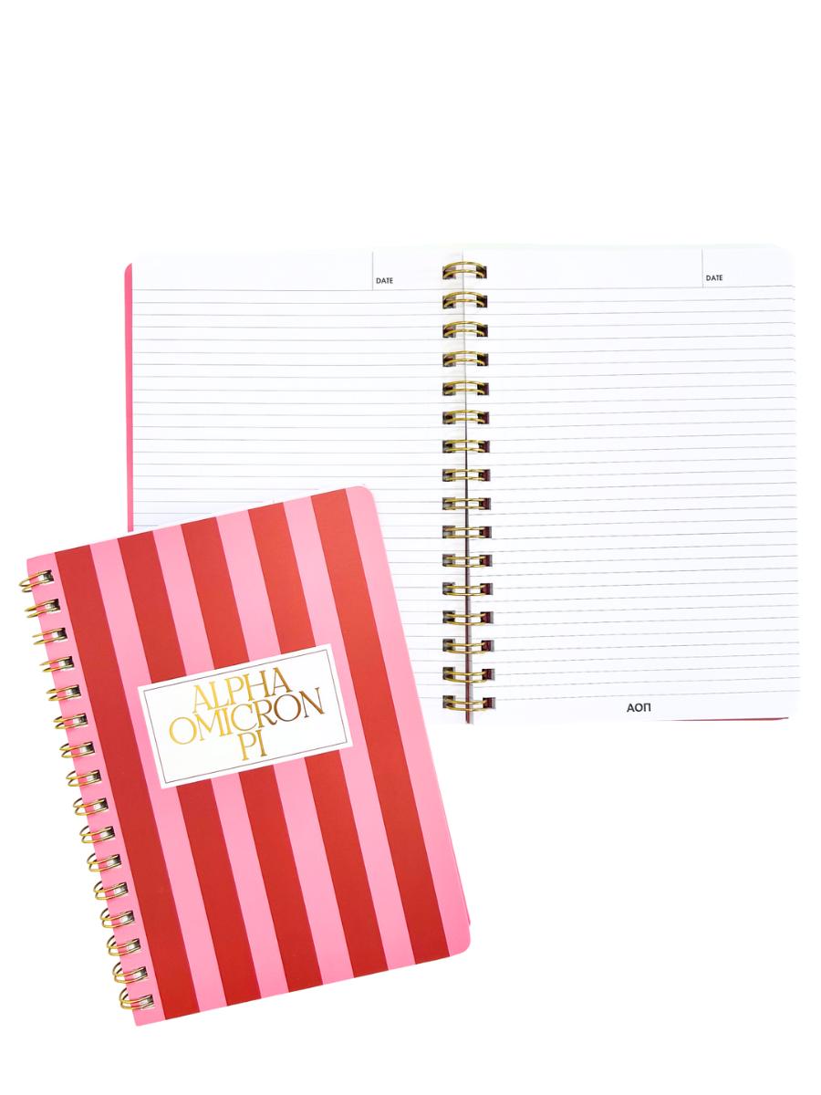 Alpha Omicron Pi Stripe Notebook