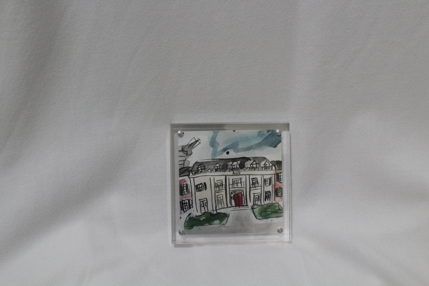 Alpha Omicron Pi Acrylic Framed House Painting