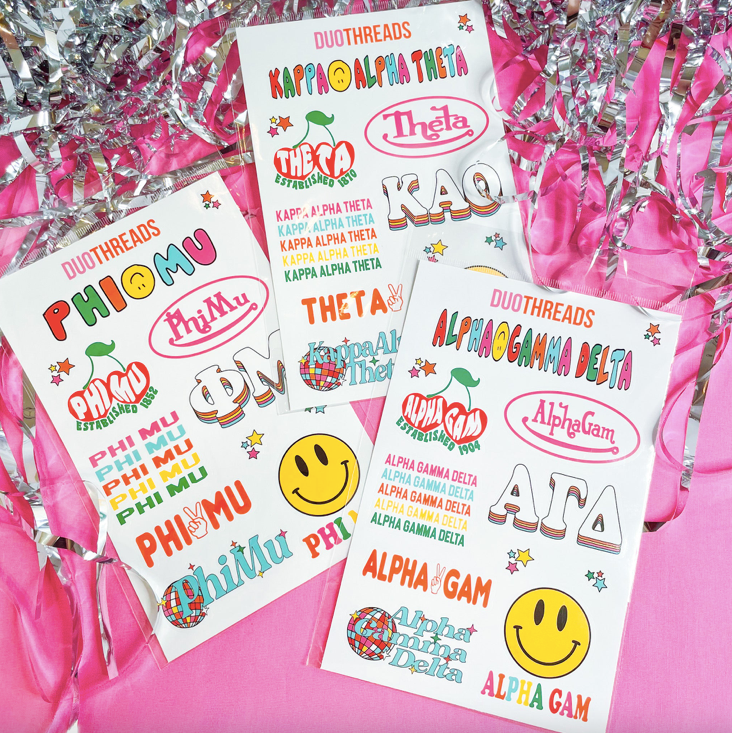 Chi Omega Colorful Sticker Sheet
