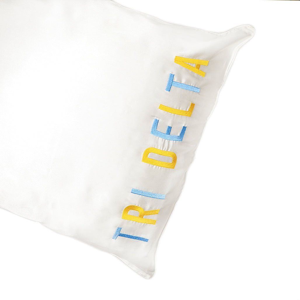Delta Delta Delta Satin Embroidered Pillowcase