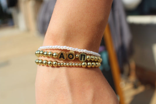 Alpha Omicron Pi Beaded Bracelet Stack
