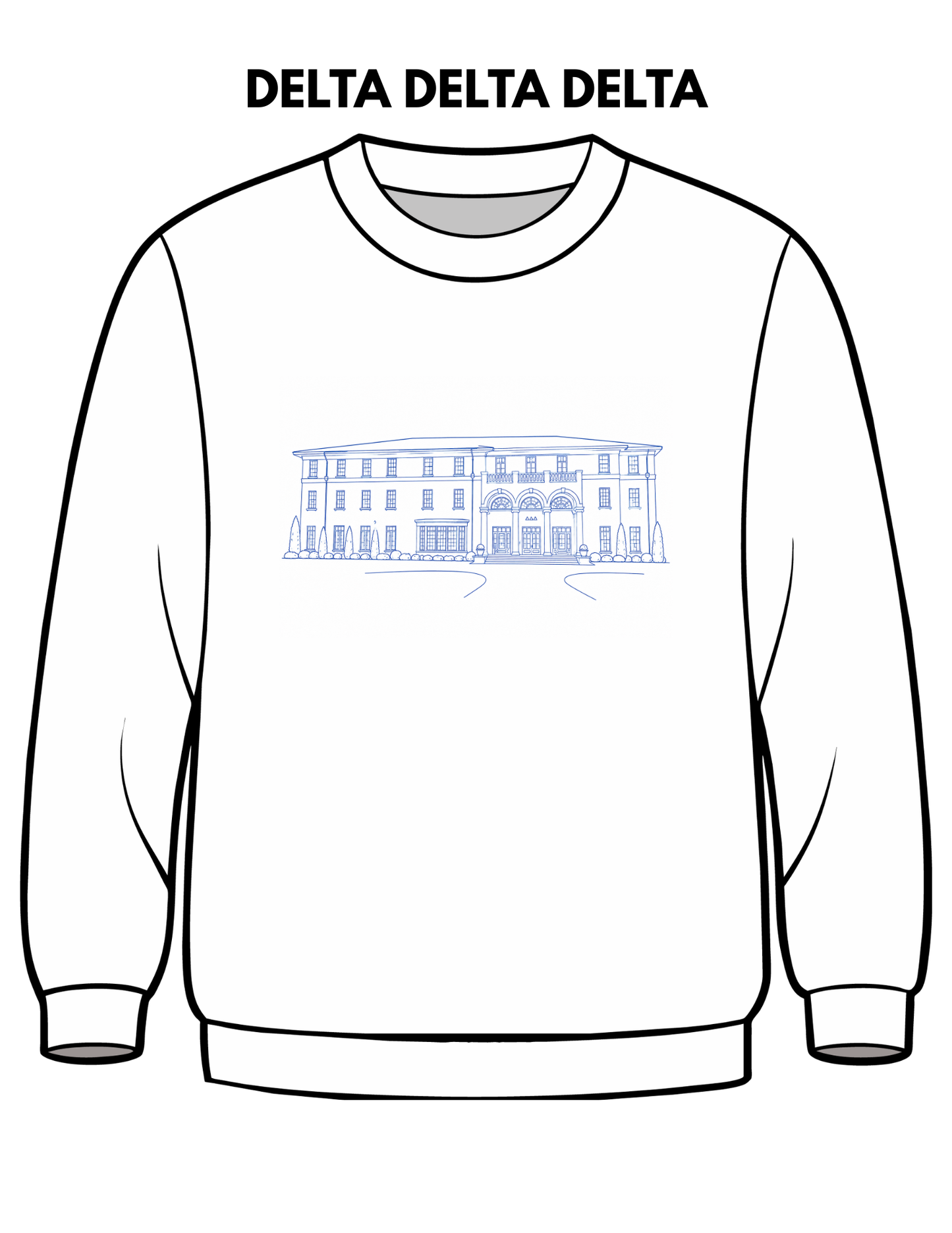 Delta Delta Delta Embroidered House Crewneck