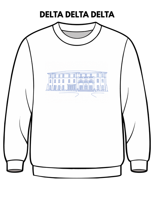 Delta Delta Delta Embroidered House Crewneck