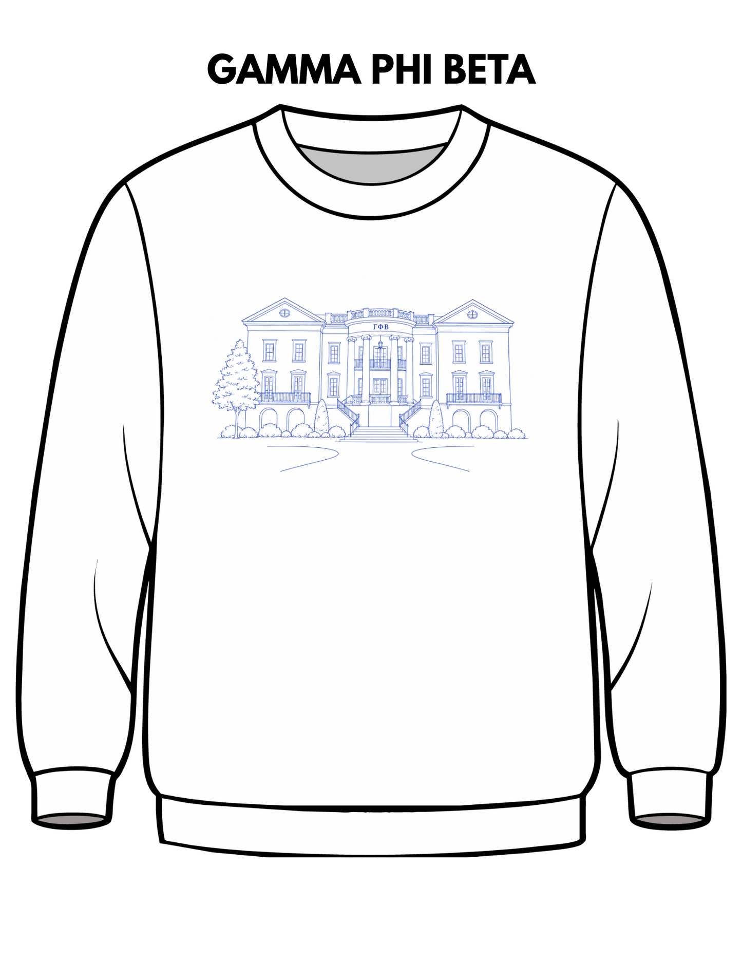 Gamma Phi Beta Embroidered House Crewneck