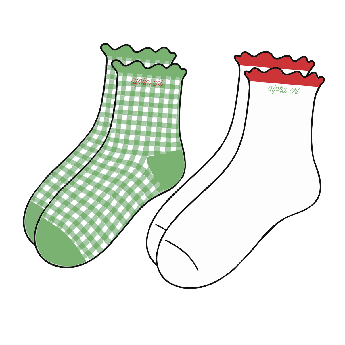 Alpha Chi Omega Ruffle Sock Set