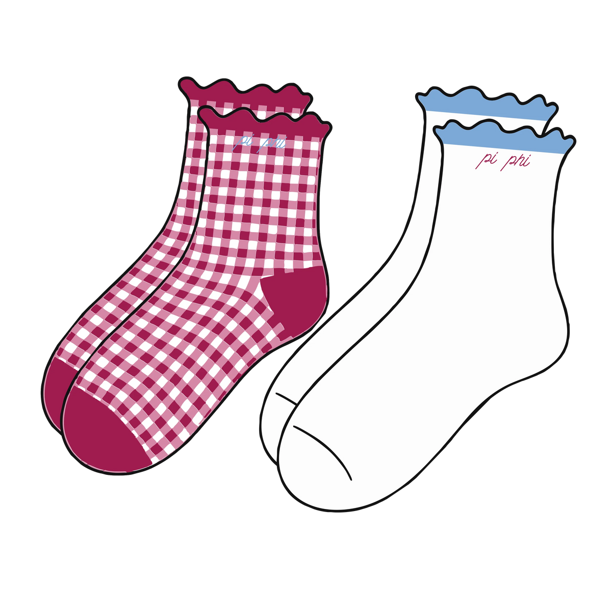 Pi Beta Phi Ruffle Sock Set