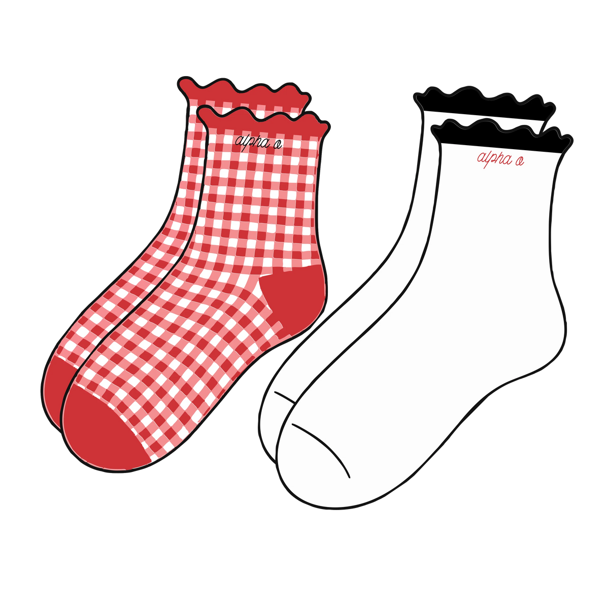 Alpha Omicron Pi Ruffle Sock Set