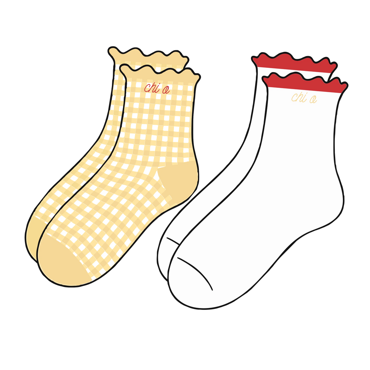 Chi Omega Ruffle Sock Set