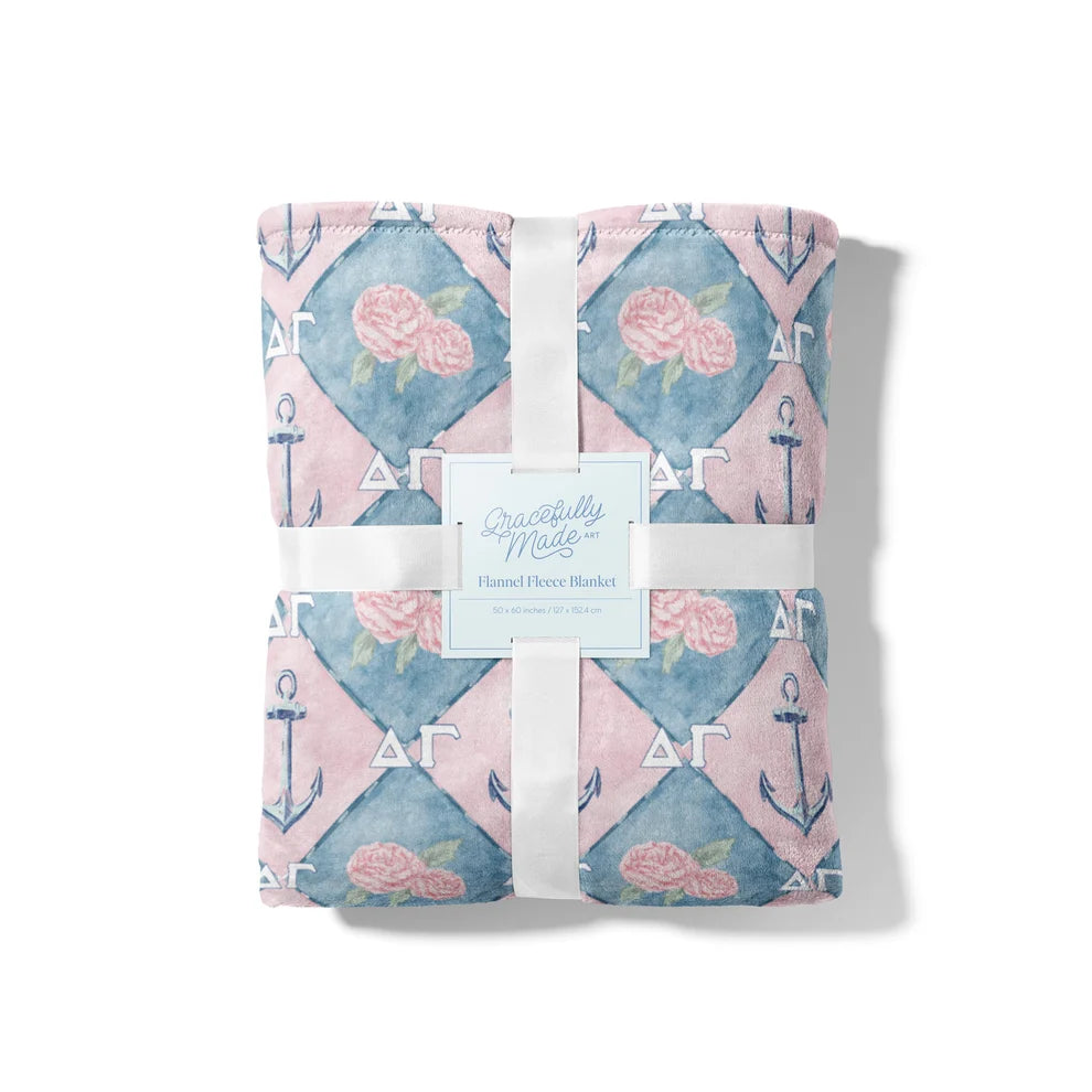 Delta Gamma Flannel Fleece Blanket