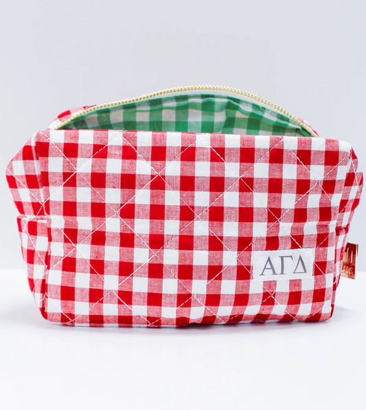 Alpha Gamma Delta Gingham Makeup Bag