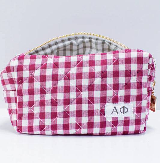 Alpha Phi Gingham Makeup Bag