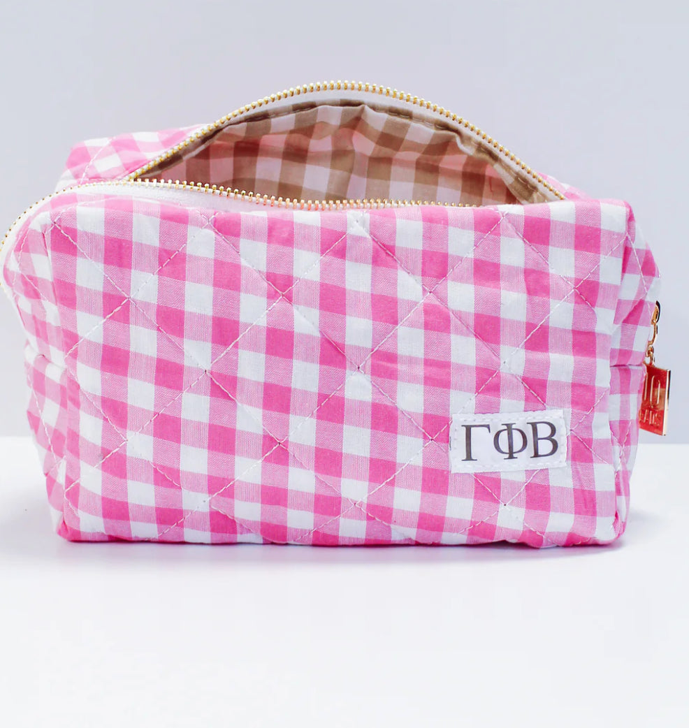 Gamma Phi Beta Gingham Makeup Bag