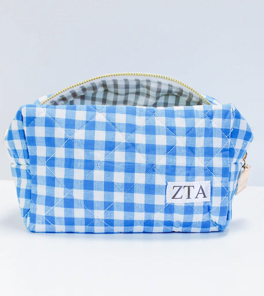 Zeta Tau Alpha Gingham Makeup Bag