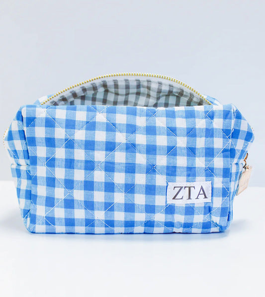 Zeta Tau Alpha Gingham Makeup Bag