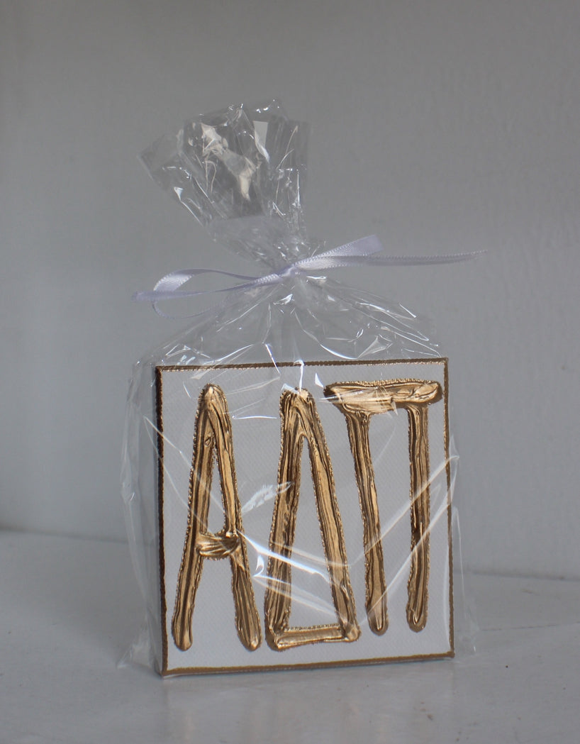 Alpha Delta Pi White and Gold Canvas