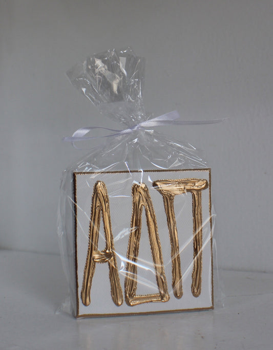 Alpha Delta Pi White and Gold Canvas