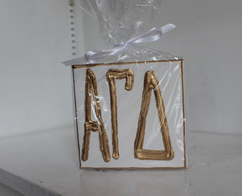 Alpha Gamma Delta White and Gold Canvas