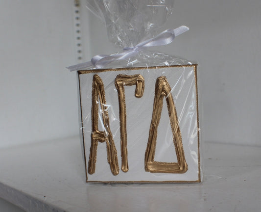 Alpha Gamma Delta White and Gold Canvas