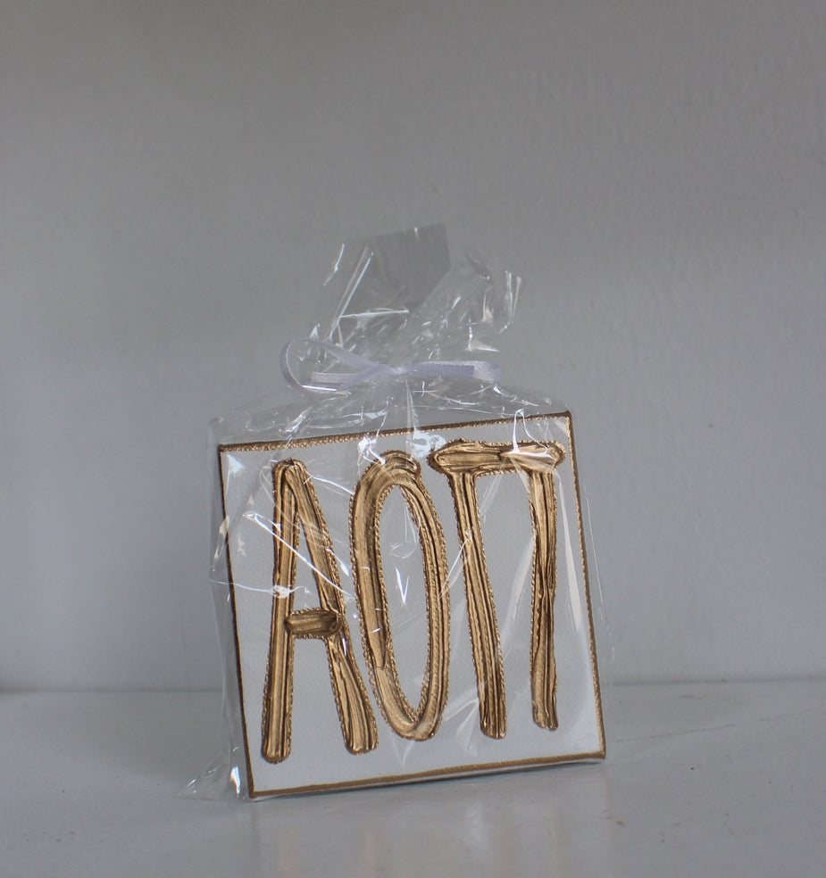 Alpha Omicron Pi White and Gold Canvas