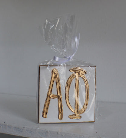 Alpha Phi White and Gold Canvas