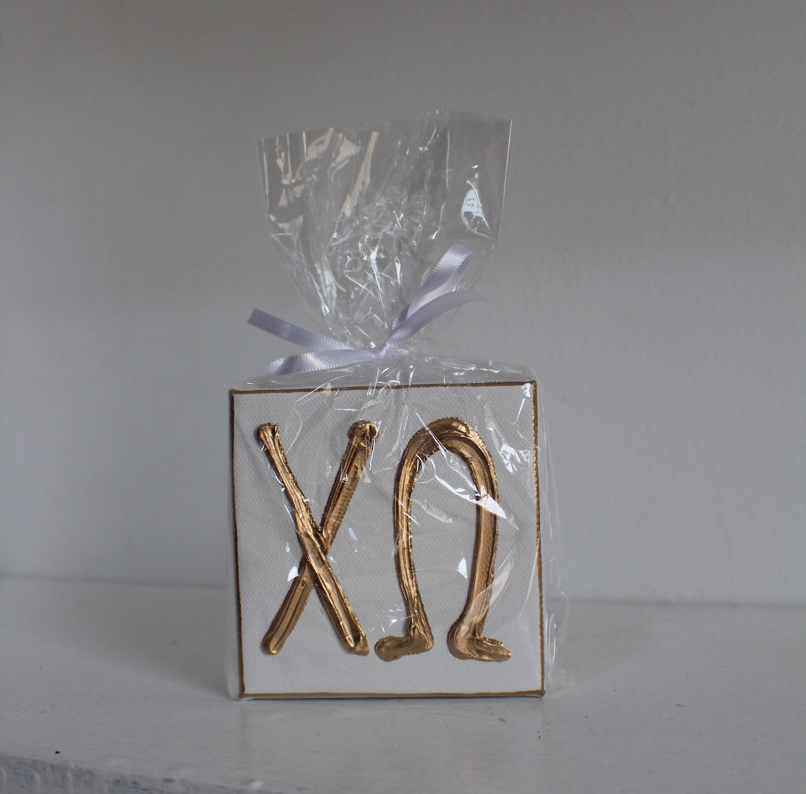 Chi Omega White and Gold Canvas