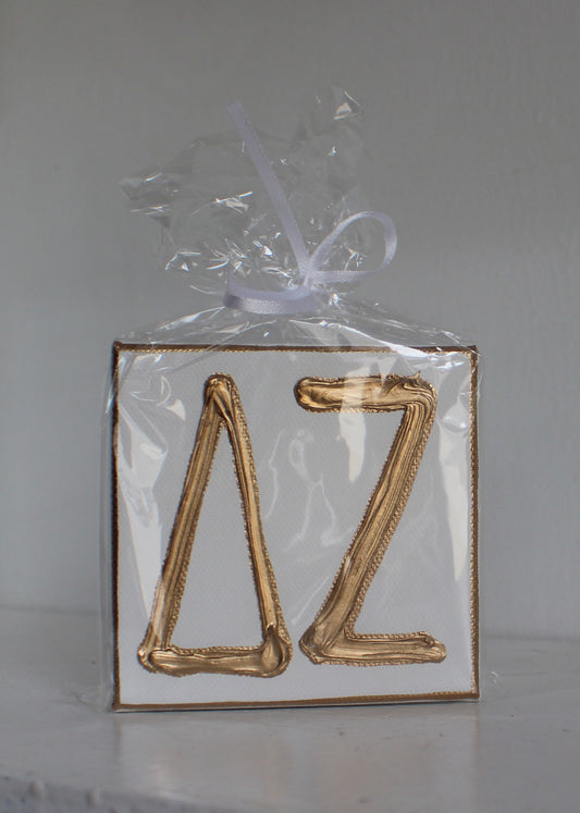 Delta Zeta White and Gold Canvas