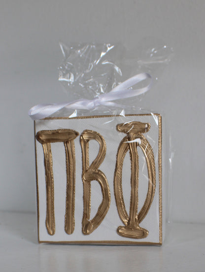 Pi Beta Phi White and Gold Canvas