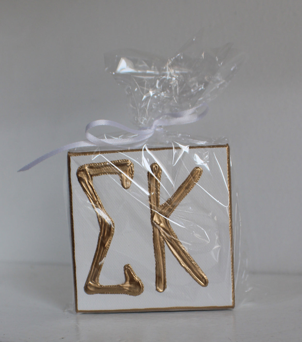 Sigma Kappa White and Gold Canvas
