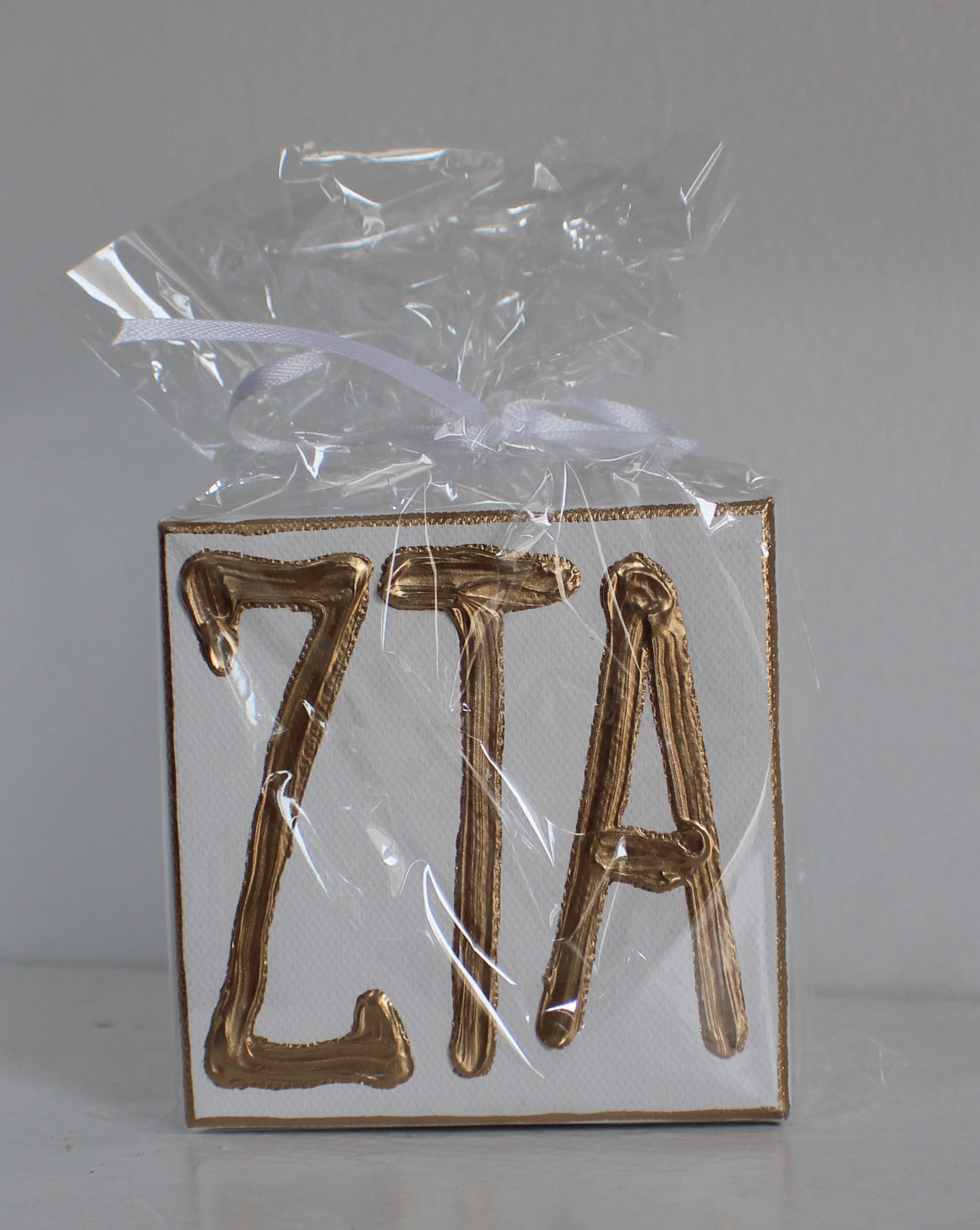 Zeta Tau Alpha White and Gold Canvas