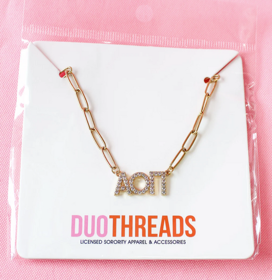 Alpha Omicron Pi Rhinestone Necklace