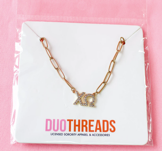 Chi Omega Rhinestone Necklace