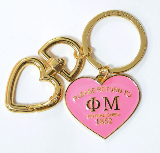 Phi Mu Heart Keychain