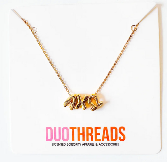 Alpha Chi Omega Bubble Gold Necklace