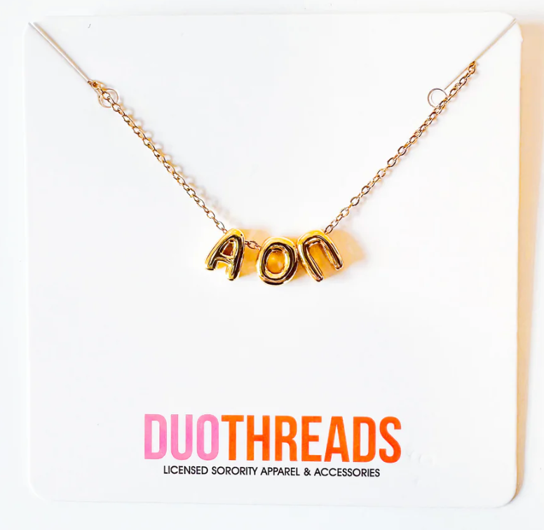 Alpha Omicron Pi Bubble Gold Necklace
