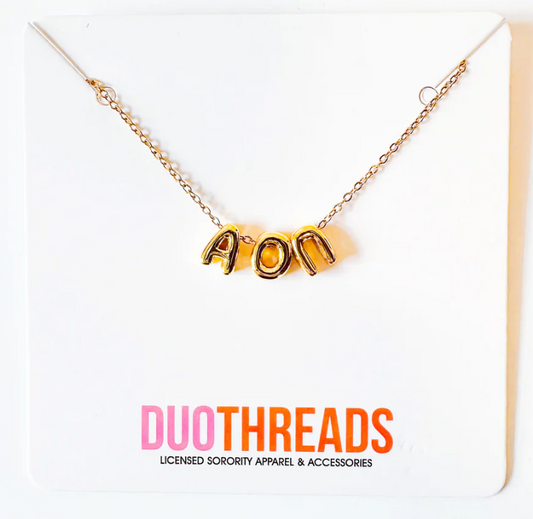 Alpha Omicron Pi Bubble Gold Necklace