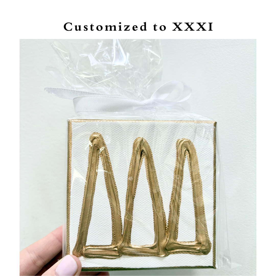 XXXI custom gold and white canvas