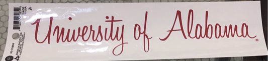 “University of Alabama” Script Car Decal