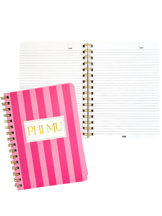 Phi Mu Stripe Notebook